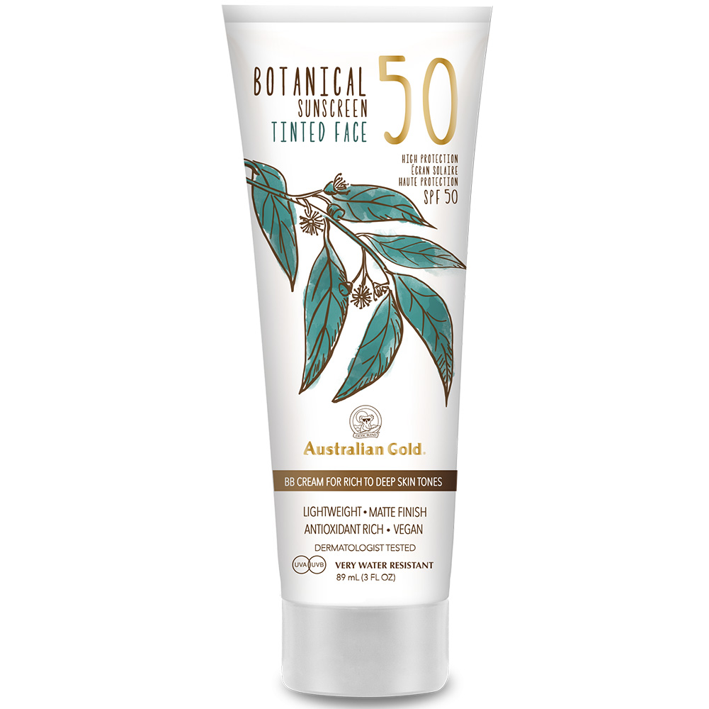 Australian Gold Botanical lotiune colorata protectie solara SPF50 inchis